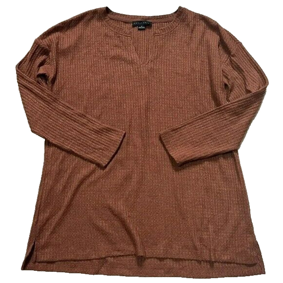Sanctuary Long Sleeve Thermal Waffle Knit Pullover Shirt Sz Small Rust Brown NWT