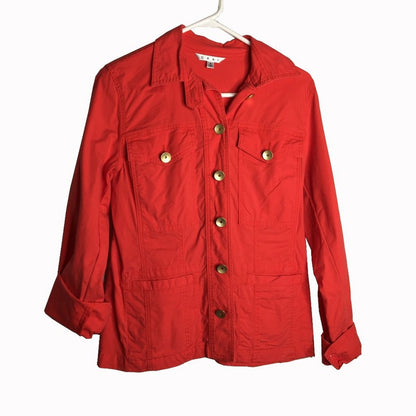 CAbi gathered Back Button Down Jacket Vintage Long Sleeve Red Size Small