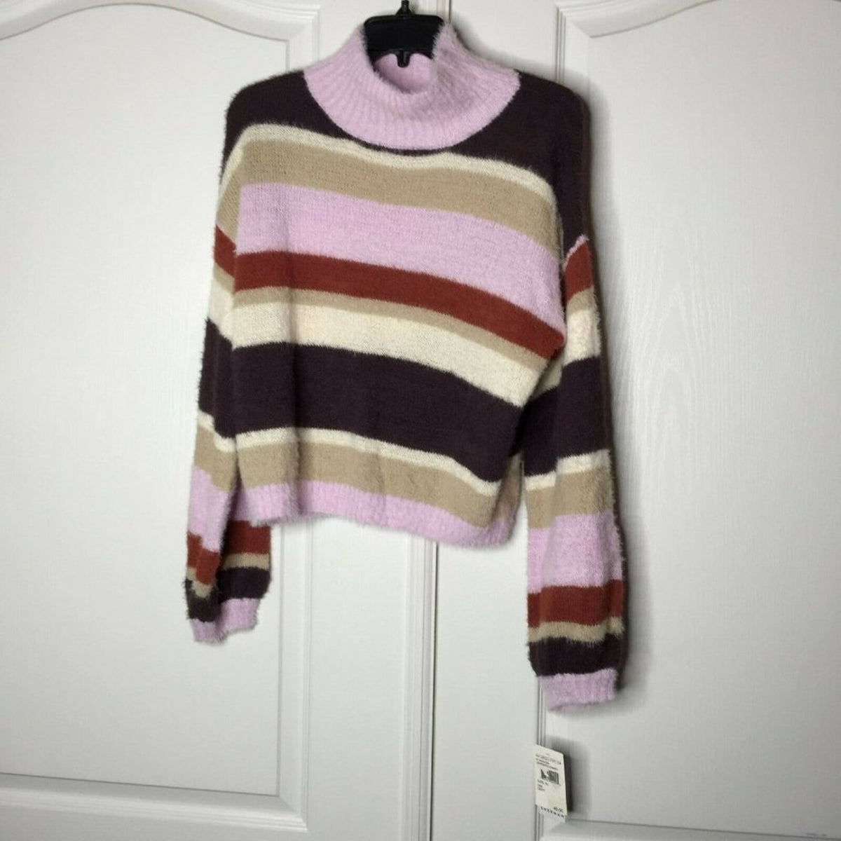 Ten Sixty Sherman Mock Neck Sweater Stripes X-Large Lavender Combo Cozy NEW