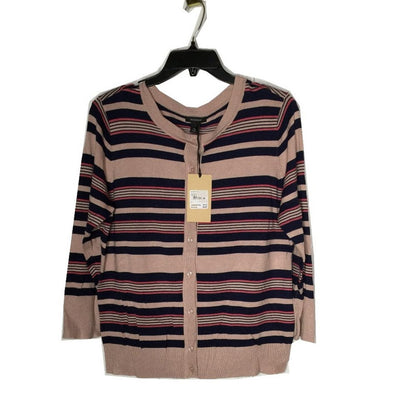 Halogen Front Button Cardigan Sweater Long Sleeve Scoop Neck Multi-Color Large
