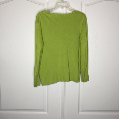 Requirements Cardigan Sweater Long Sleeve V-Neck Button Closure Green Medium