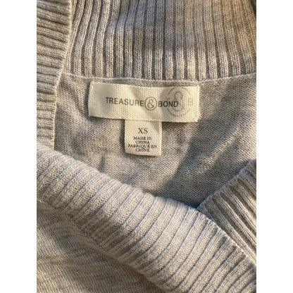 Treasure & Bond Silky Soft V Neck Sweater Extra Small GREY NWT - Cashmere Blend