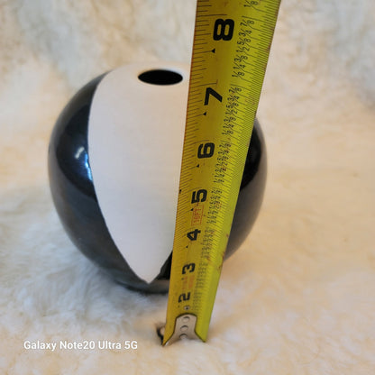 Jan Valerie Art Pottery BlackWhite Vintage Monochromatic Vase round Contemporary