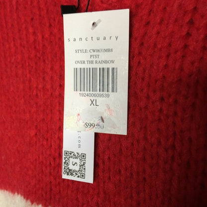 Sanctuary Stripe Pullover Sweater Rainbow Striped Oversize X Large Mock Neck New