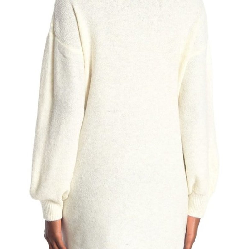 14th & Union Cozy Cable Turtleneck Tunic Sweater Long Sleeves Ivory Size Large