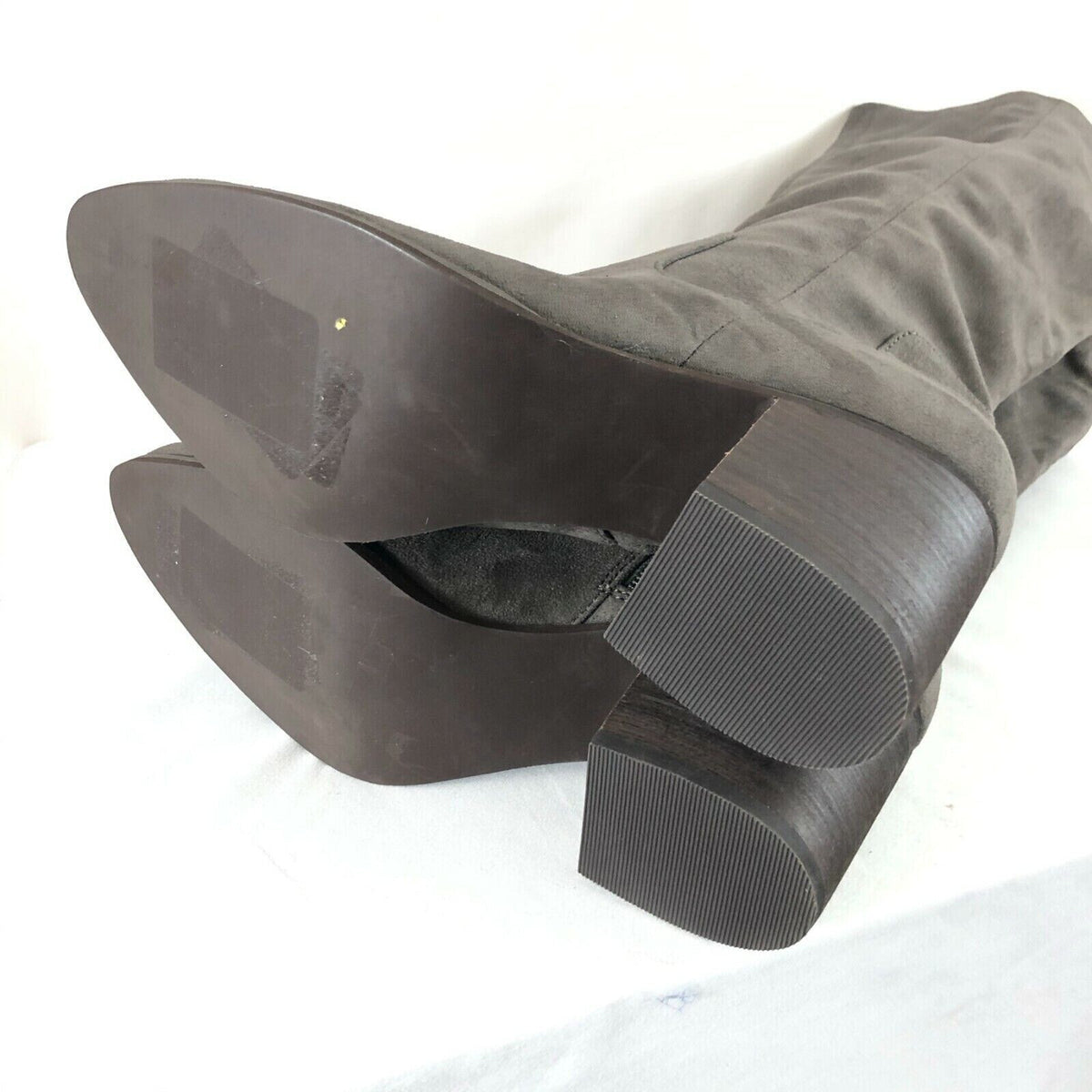 Abound Womens Boots Faux Suede Zipper Block Heel Gray Size 8 Medium Knee High