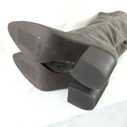 Abound Womens Boots Faux Suede Zipper Block Heel Gray Size 8 Medium Knee High