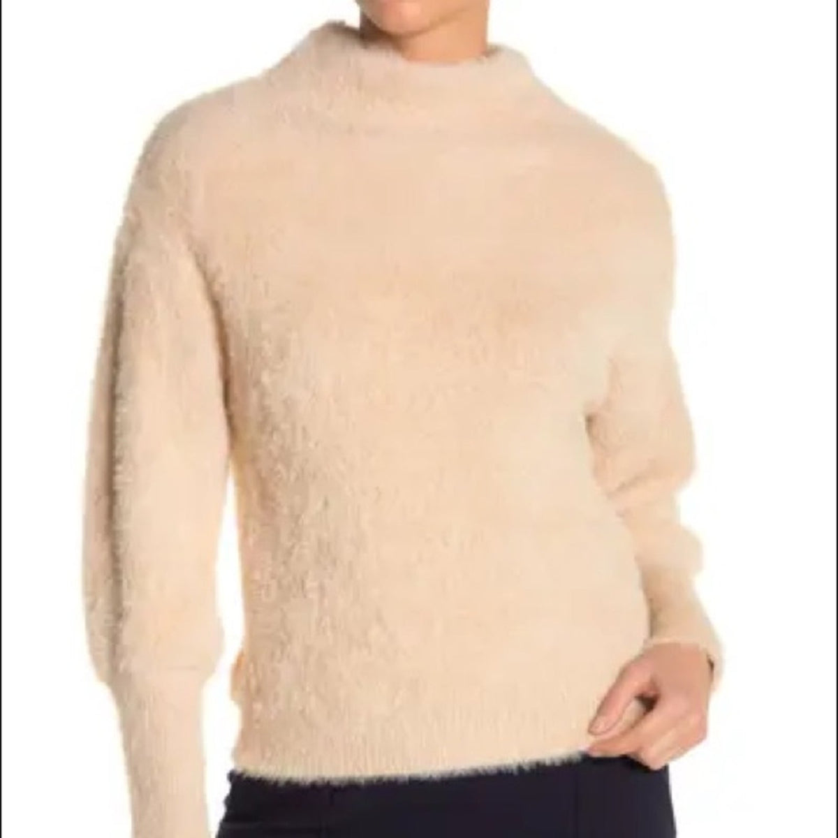 Catherine Malandrino Eyelash Knit MockNeck Sweater Size Large