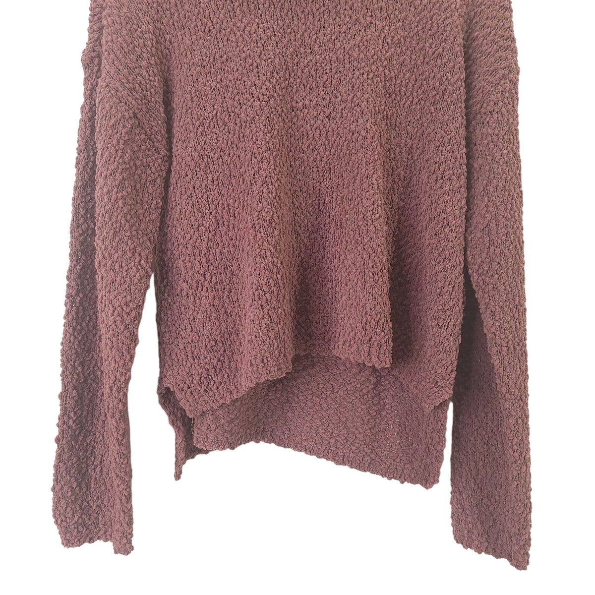 Bobeau Popcorn Turtleneck Sweater Large Mauve/Dusty Rose NEW Bubble Plush Hi Low
