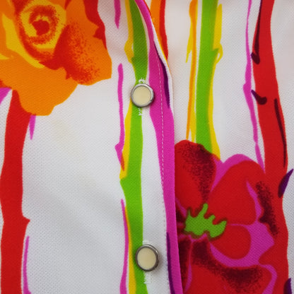Alex Garay VINTAGE 14 Polyester 2PC Sleeveless Top Long sleeve Jacket Floral 70S