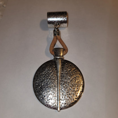 NEW silvertone Black Aged Filigree Metal Scarf Purse Slide Cork Rope DISC