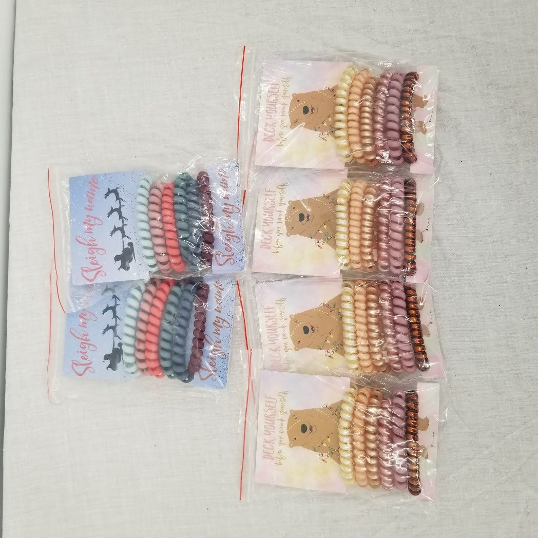 LOT 36 of Hair Ties Telephone Cord Spirals Rust Blue Blush Floral NEW nordstrom