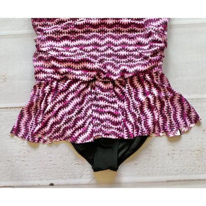 Swim Solutions New Women’s Purple Swimsuit SIZE 14 Peplum skirt One Piece