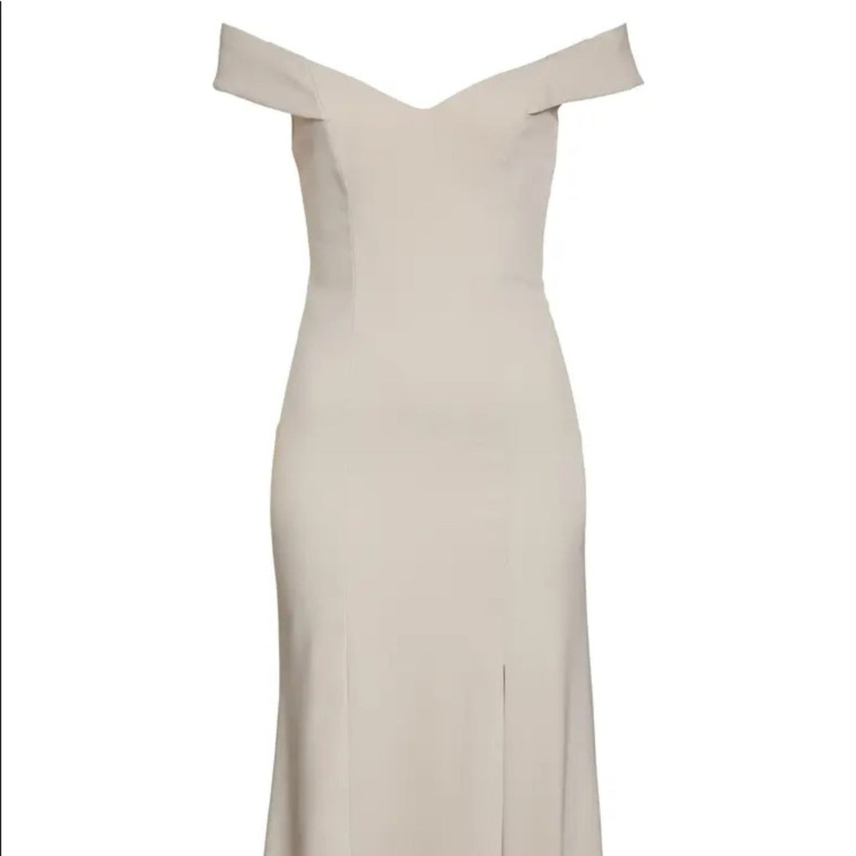 DESSY COLLECTION Size 8 Off-The-Shoulder Criss Cross Back Trumpet Gown In Cameo