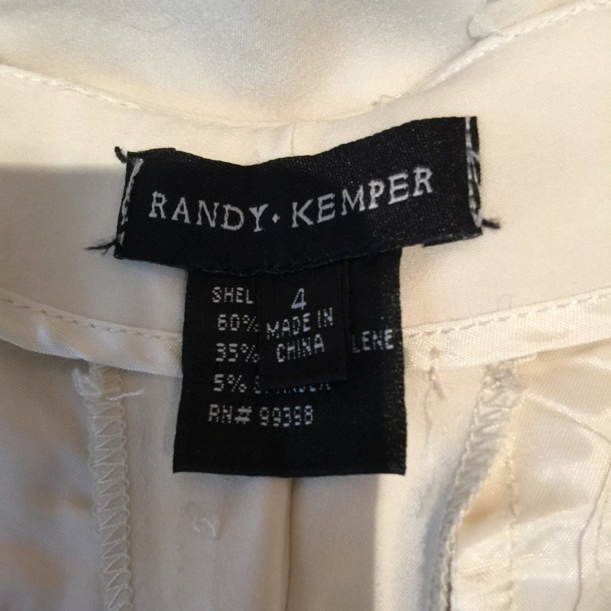 Randy Kemper Flared Leg Dress Pants Side Zip Mid Rise Ivory Size 4 Waist 28
