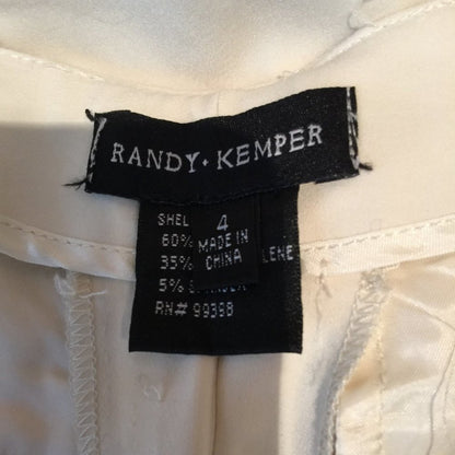 Randy Kemper Flared Leg Dress Pants Side Zip Mid Rise Ivory Size 4 Waist 28