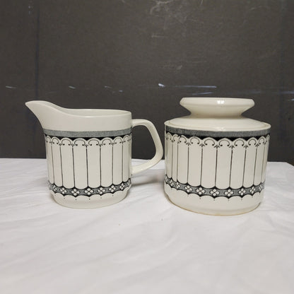 Contessa England Vintage Sugar Creamer Set JG Meakins Dinnerware Black White