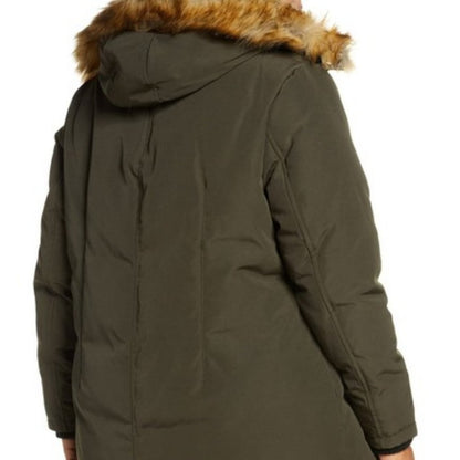NEW Sam Edelman Faux Fur Trim Down Parka Coat Size 2 XL