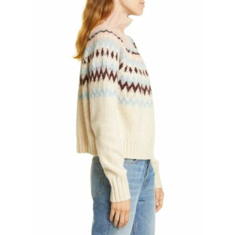 La Vie Rebecca Taylor NWT Fair Isle Turtleneck Sweater Oatmeal Combo XS