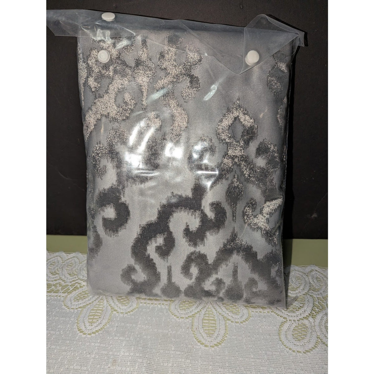 Sunsmart PAIR 50" X 84" Curtain Panel Mirage Damask Total Blackout Charcoal NEW