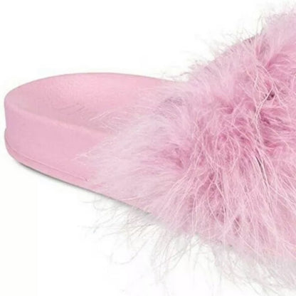 INC NEW Feather Pool Slides Slippers Pink Fluffy XL 11/12 Slides feathers