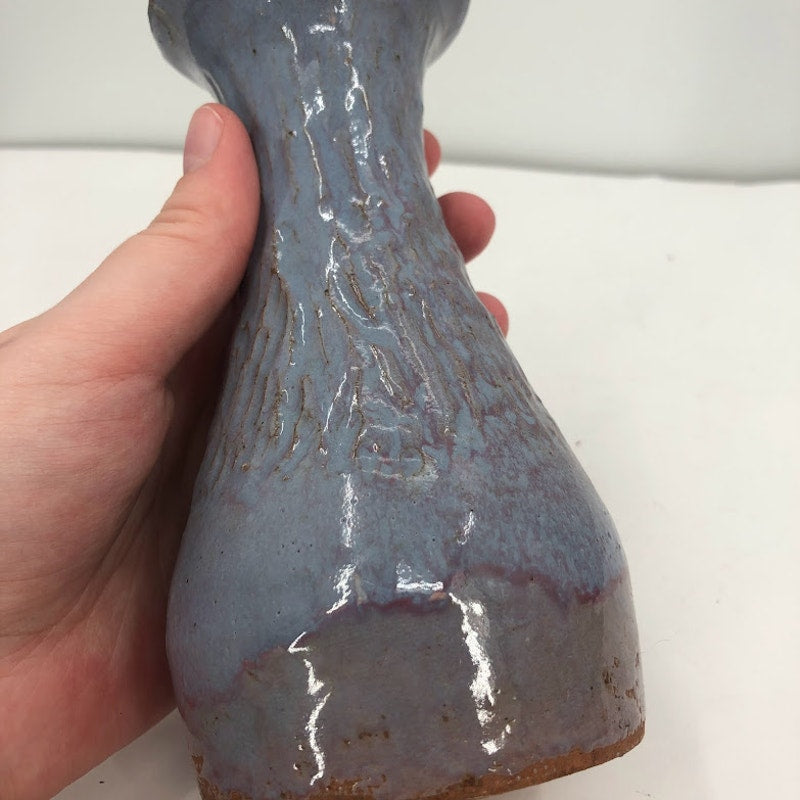 Art Pottery Handmade Blue Textured Glazed 6" Vase E.L. Slade
