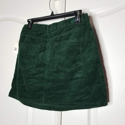 BLANKNYC Corduroy Mini Skirt Zip Fly Button Closure Five-Pocket Emerald 29