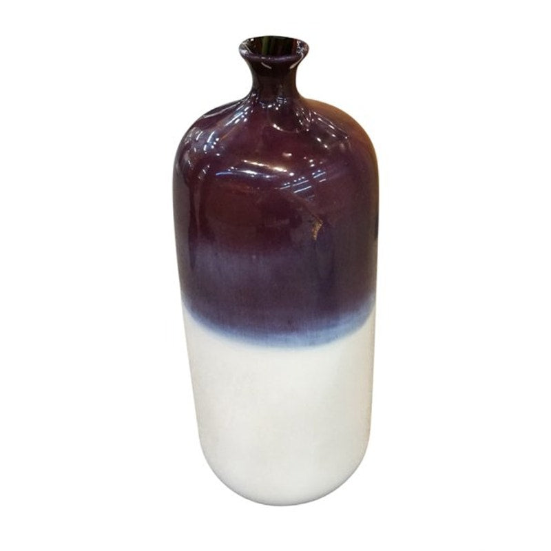 Sagebrook Home 15 in. Purple/White Ombre Vase Small Opening for Flowers NEW