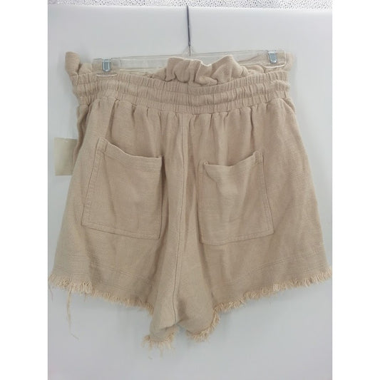 Blank NYC Womens NWT Cream Raw Hem Away From Here Linen Drawstring Shorts Small