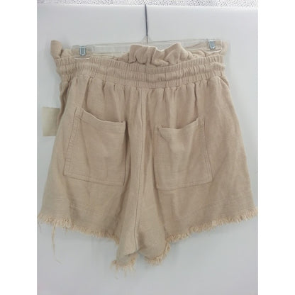 Blank NYC Womens NWT Cream Raw Hem Away From Here Linen Drawstring Shorts Small