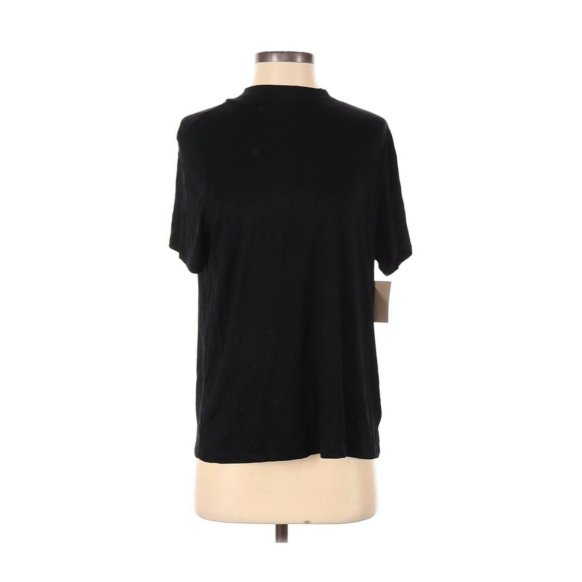 14th & Union Short Sleeve Tee Top Blouse Crew Neck Work-Wear Solid Black Size XS