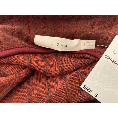 Lush Rib Knit Cowl Neck Pullover Sweater Tunic Dress Sz Small in Wine NWT