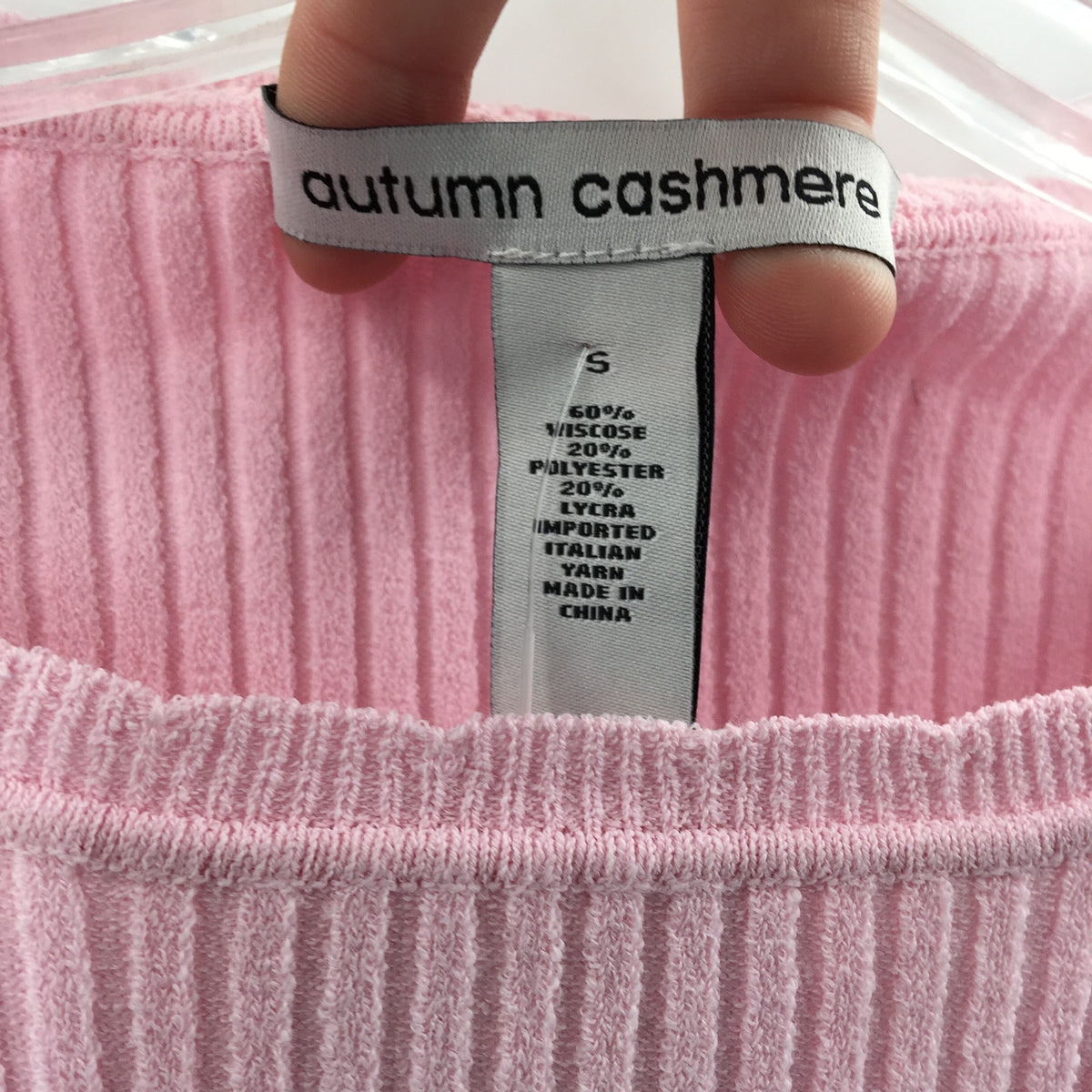 Autumn Women Rib Crew Pointelle Sweater Draped Cuff Pink Size Small NWT