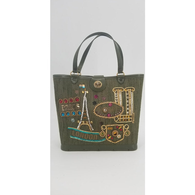 Vintage 1950s Paris travel bag purse handbag similar to Enid Collins