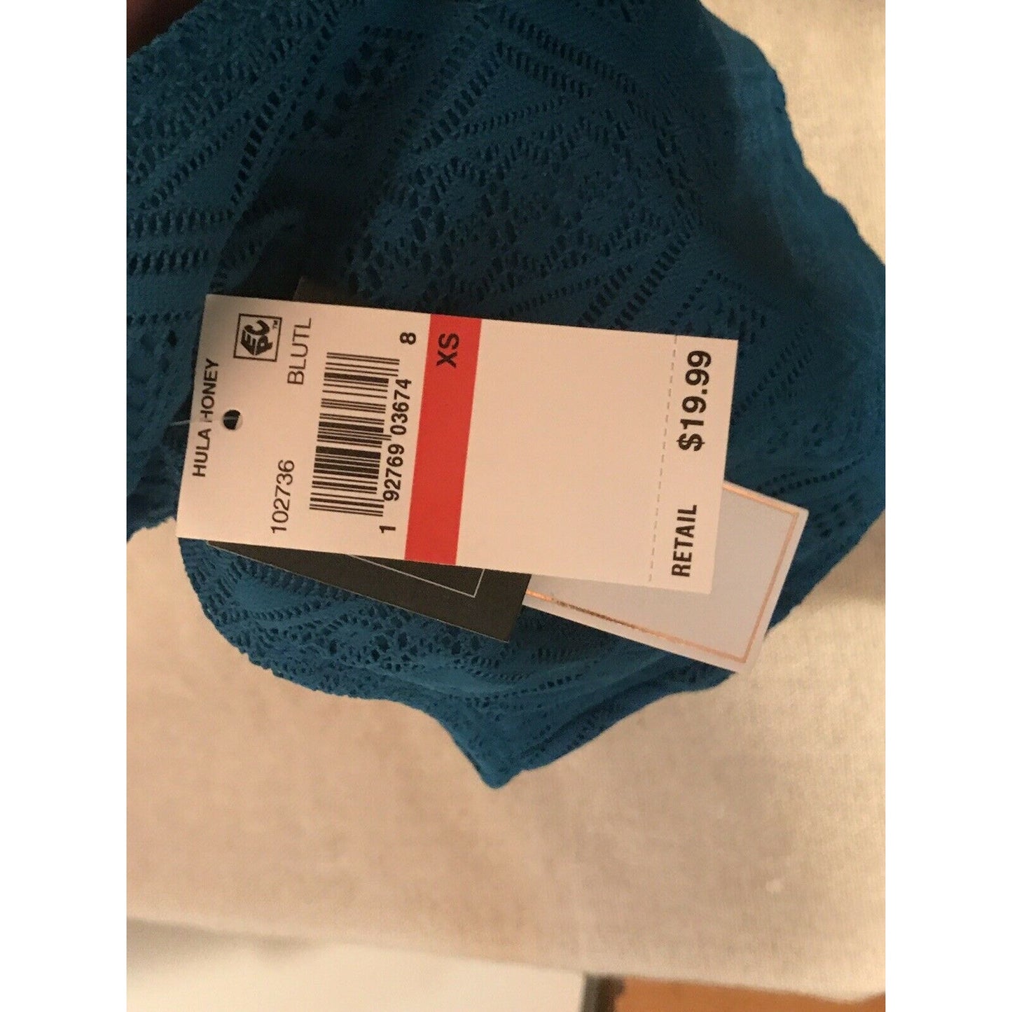 Hula Honey NEW Blue Crochet Bikini Bottoms Size XSmall Swimsuit Swim XS