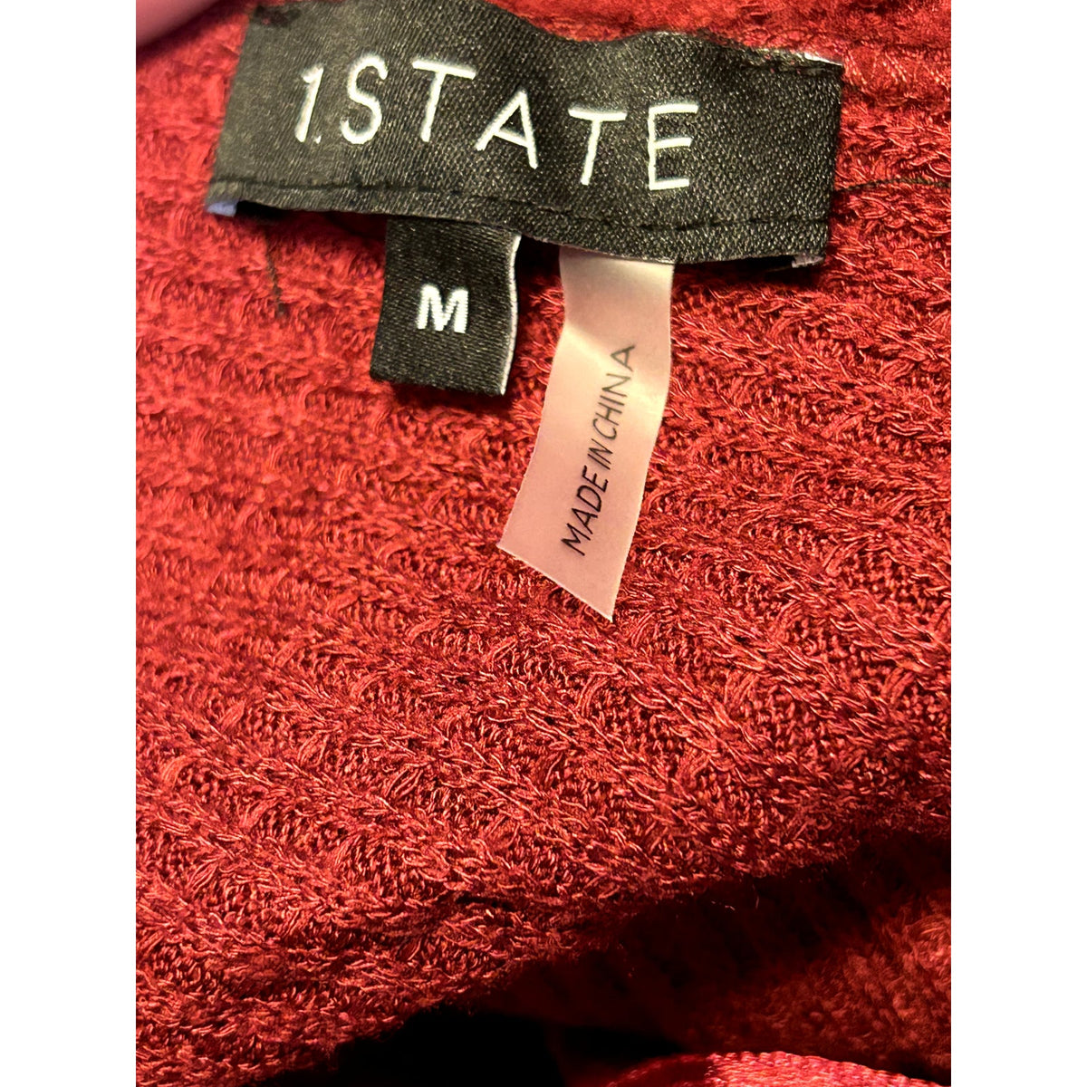 1.State NWT Knot Back Waffle Knit Top In Deep Rouge Size Medium