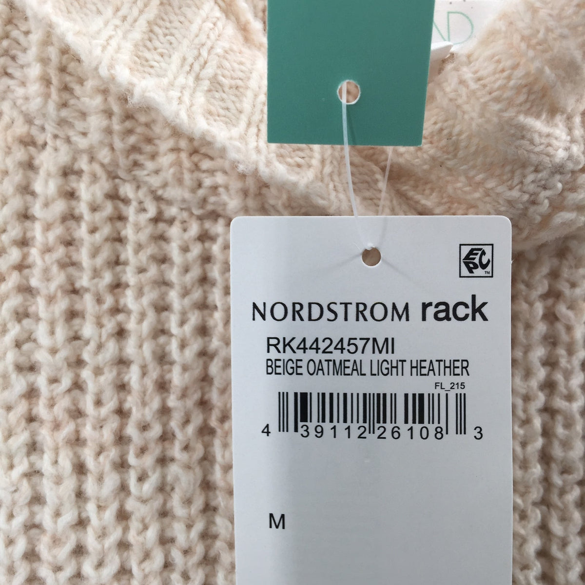 Abound Cozy Ribbed Knit Long Sleeve Hoodie Sweater Heather Beige Size Medium NWT