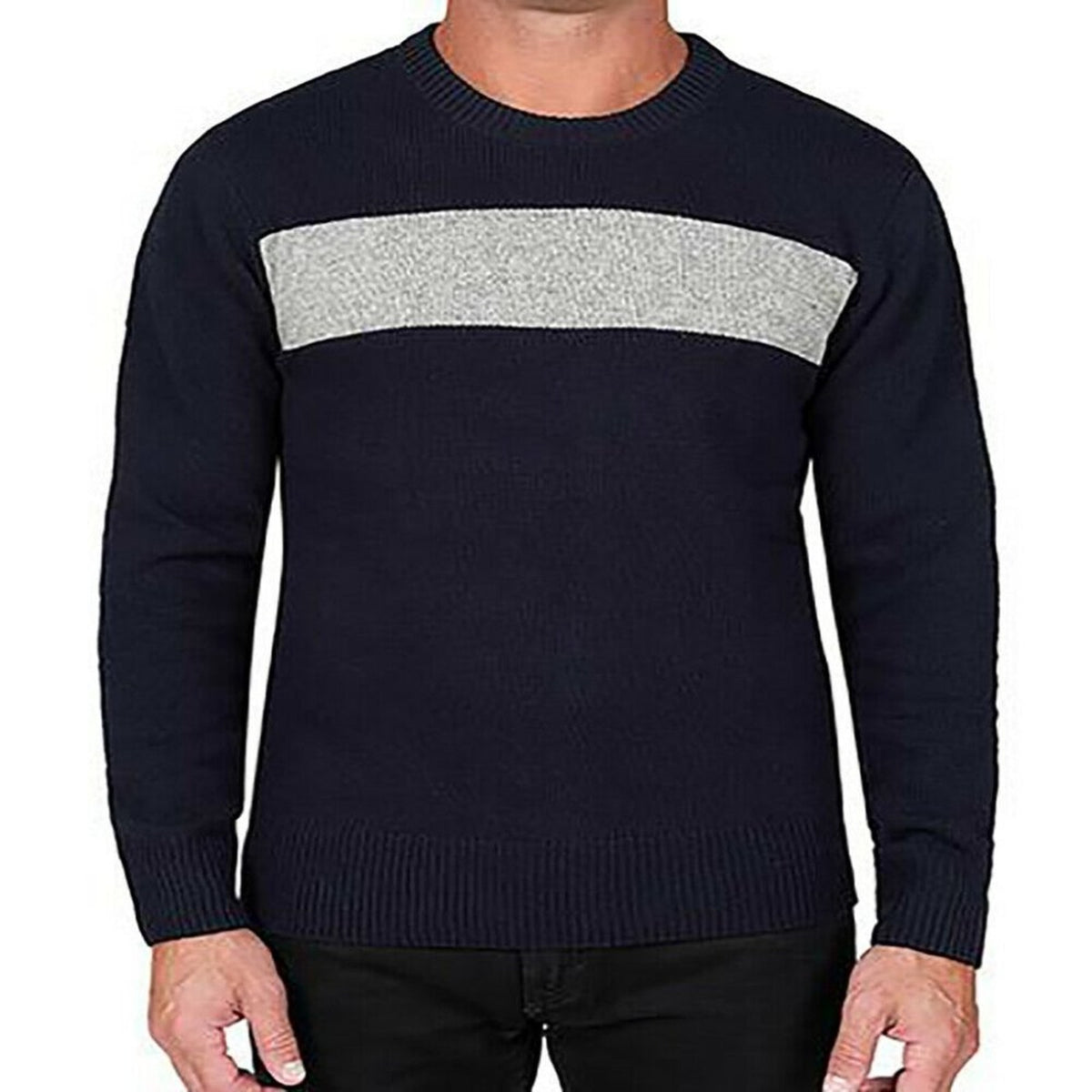 Slate & Stone Pullover Sweater Long Sleeves Crew Neck Blue/Cream X-Large NEW