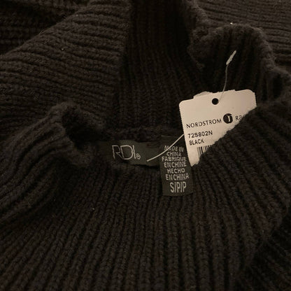 RDI Tunic Sweater Mock Neck Kangaroo Pockets Ribbed Small Black NWT Drawstring