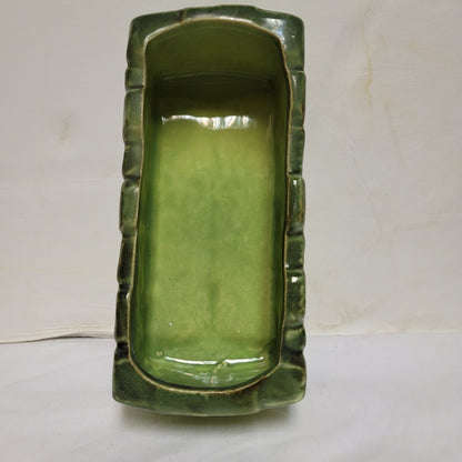 Vintage Stone embossed Oblong 7" Green planter