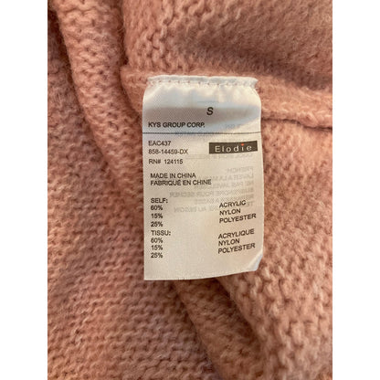 Elodie Pointelle Pullover Crew Neck Sweater Sz Small in Mauve Pink NWT