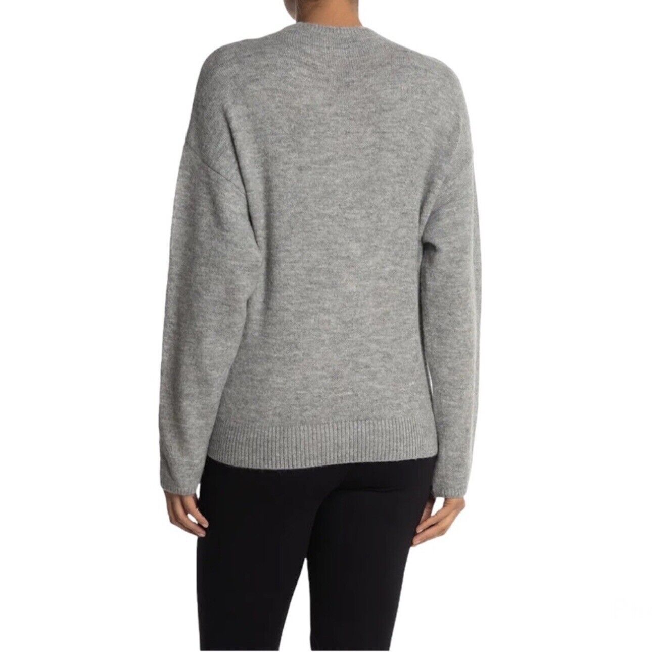 Wayf Tie Front Waist Mock Neck Pullover Sweater Sz XS/Extra Small Light Grey NWT