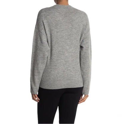 Wayf Tie Front Waist Mock Neck Pullover Sweater Sz XS/Extra Small Light Grey NWT