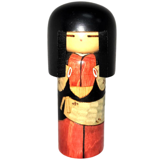 KOKESHI DOLL signed KISAKU wooden Japanese decorative toy Geisha Maiko
