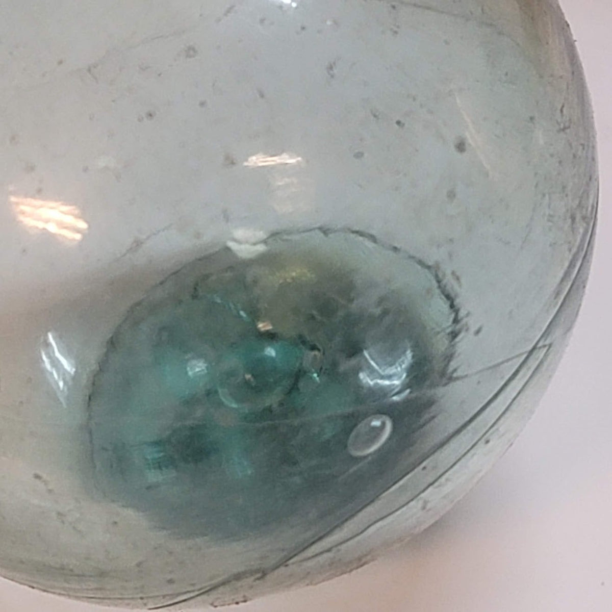 Japanese Handblown Glass ORB Small fishing float Ball Blue Green