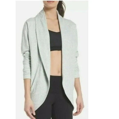 Zella By The Ocean Open Front Knit Cardigan XXS Teal Surf Heather NWT