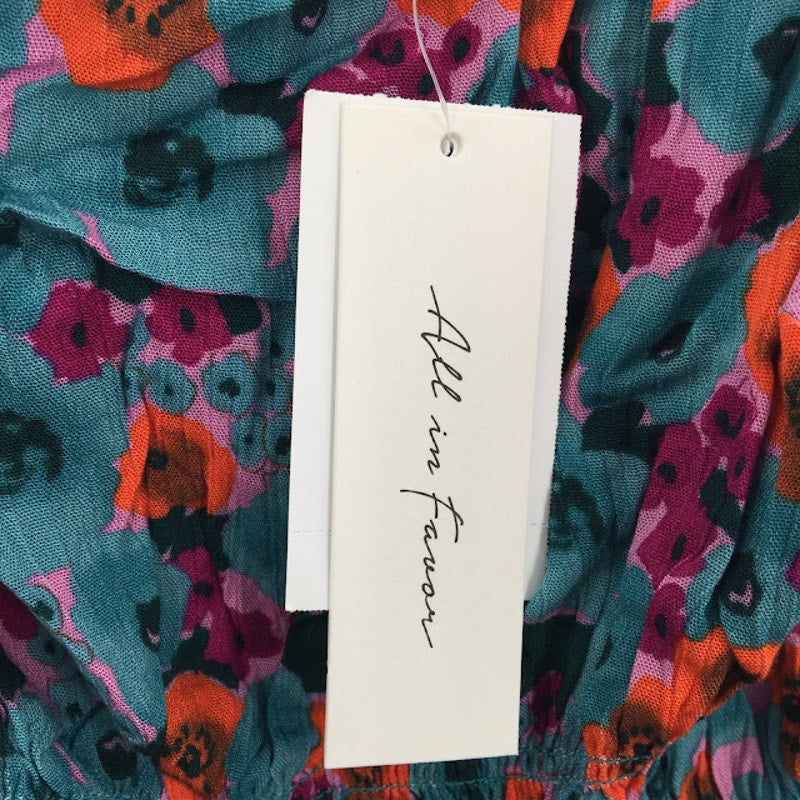 All in Favor large Womens Top Short sleeve Midriff Orange Floral Large