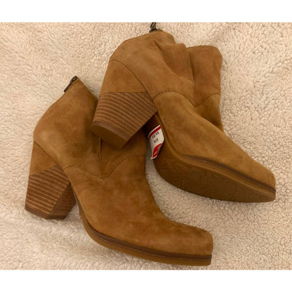 Kork Ease Maggie Suede Block Heel Back Zip Ankle Booties Size 10M Brown NWT