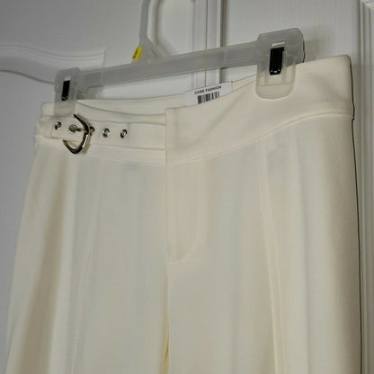 INC Side Belt Wide Leg Regular Pants High Rise Washed White 6P Ivory NEW Petite