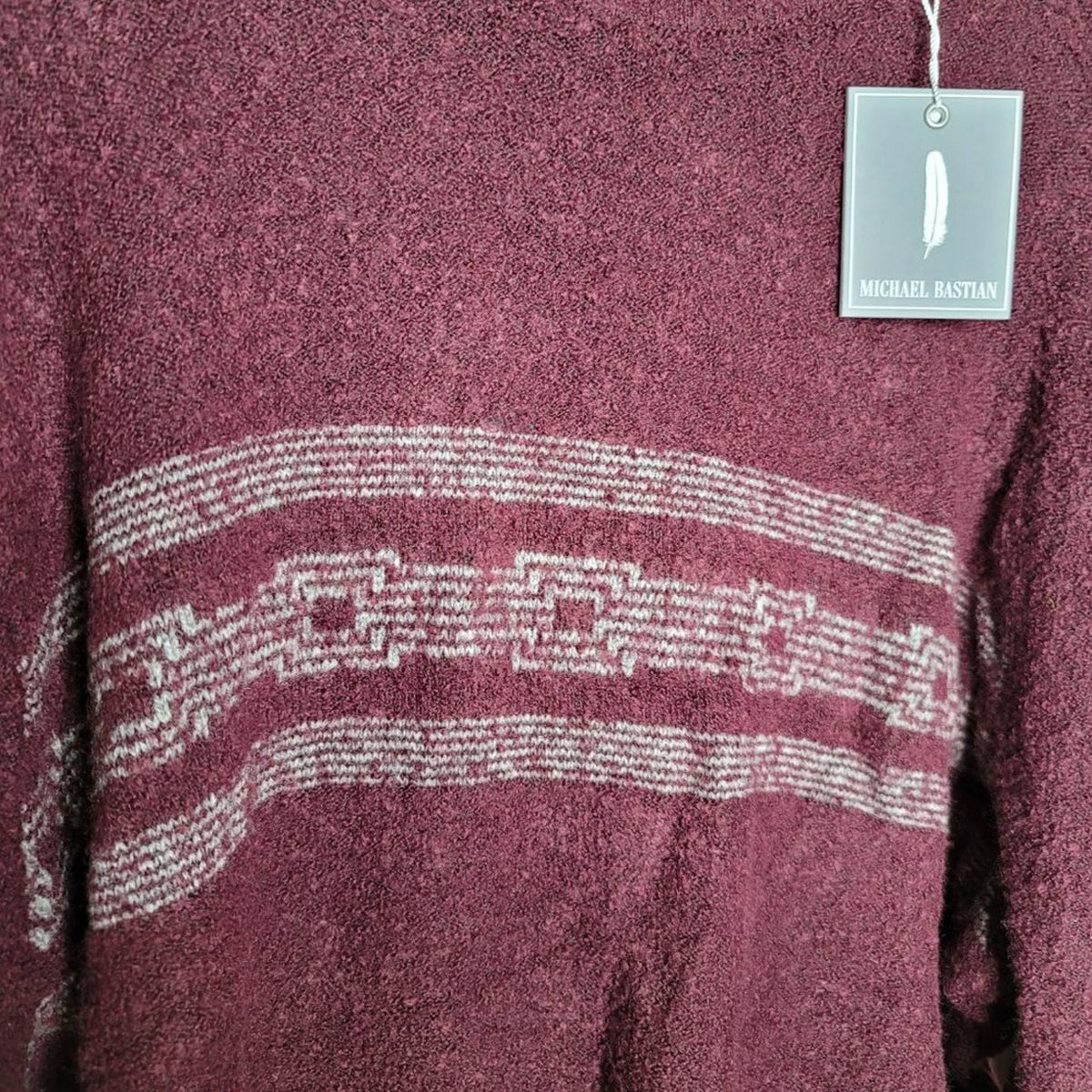 Michael Bastian Pullover Sweater Long Sleeve Crew Neck Boucle Beetroot Large